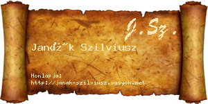 Janák Szilviusz névjegykártya